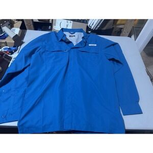 Habit Shirt Mens Solar Factor UPF 40 Long Sleeve Cobalt Blue Size Medium